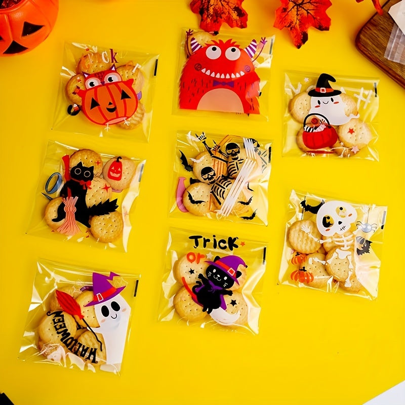 100pcs Halloween Gift Bags Ghost Party Candy Packaging Ziplock Bag