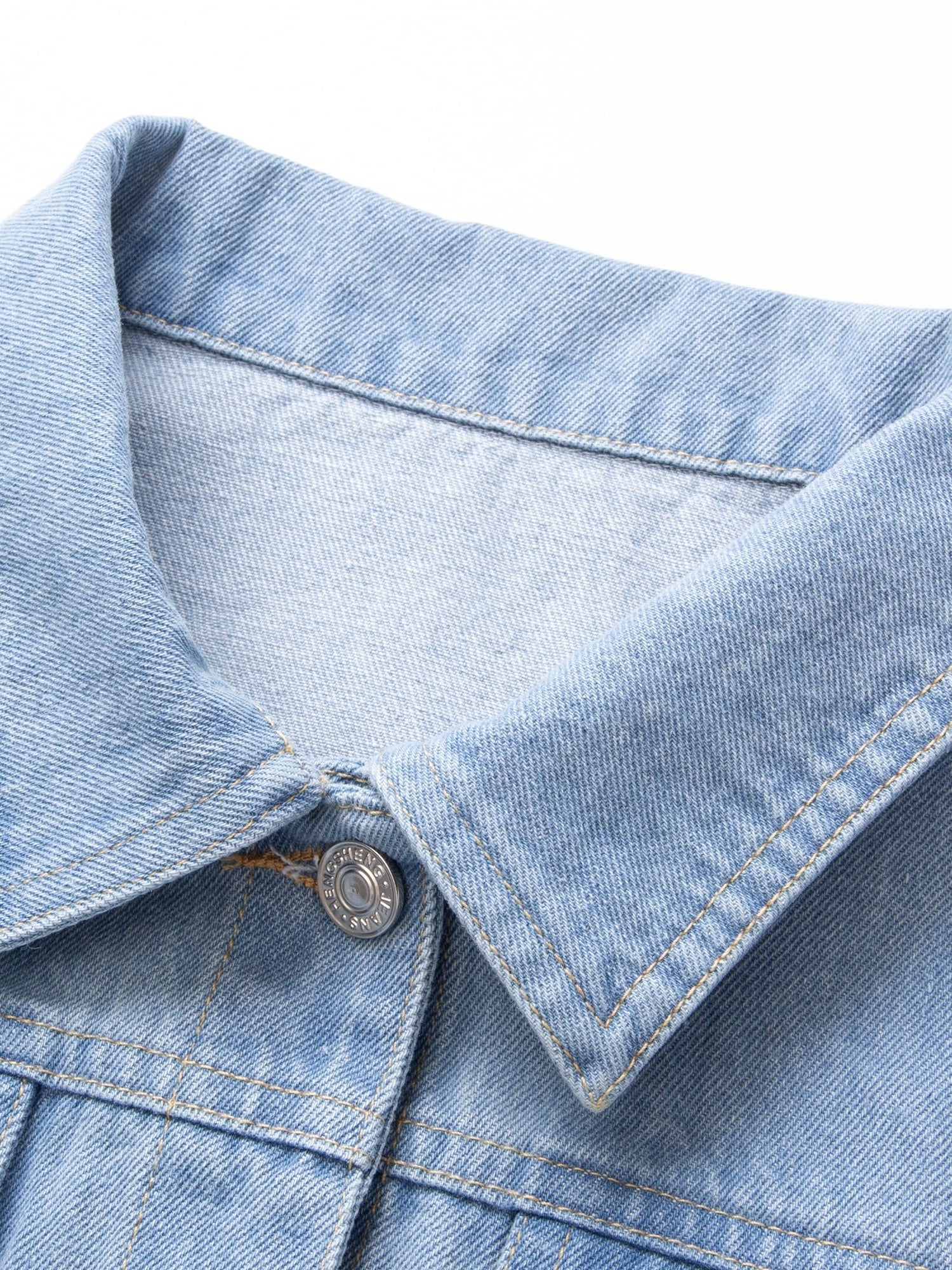 Denim Jacket, Button Up Lapel Collar, Flap Pockets