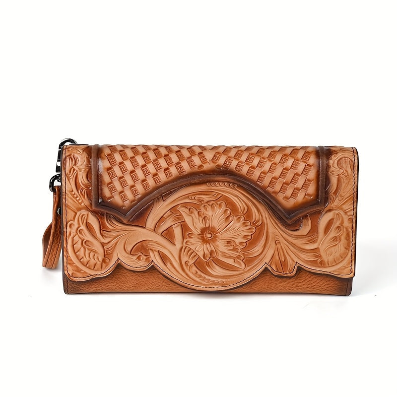 Leather Long Wallet Women's Multi-functional Embossed