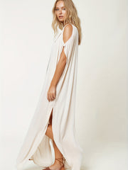 Embroidered Cold Shoulder Kaftan Dress