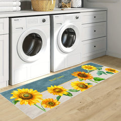 Sunflower Print Rug Machine Washable Mat for Bedroom and Living Room