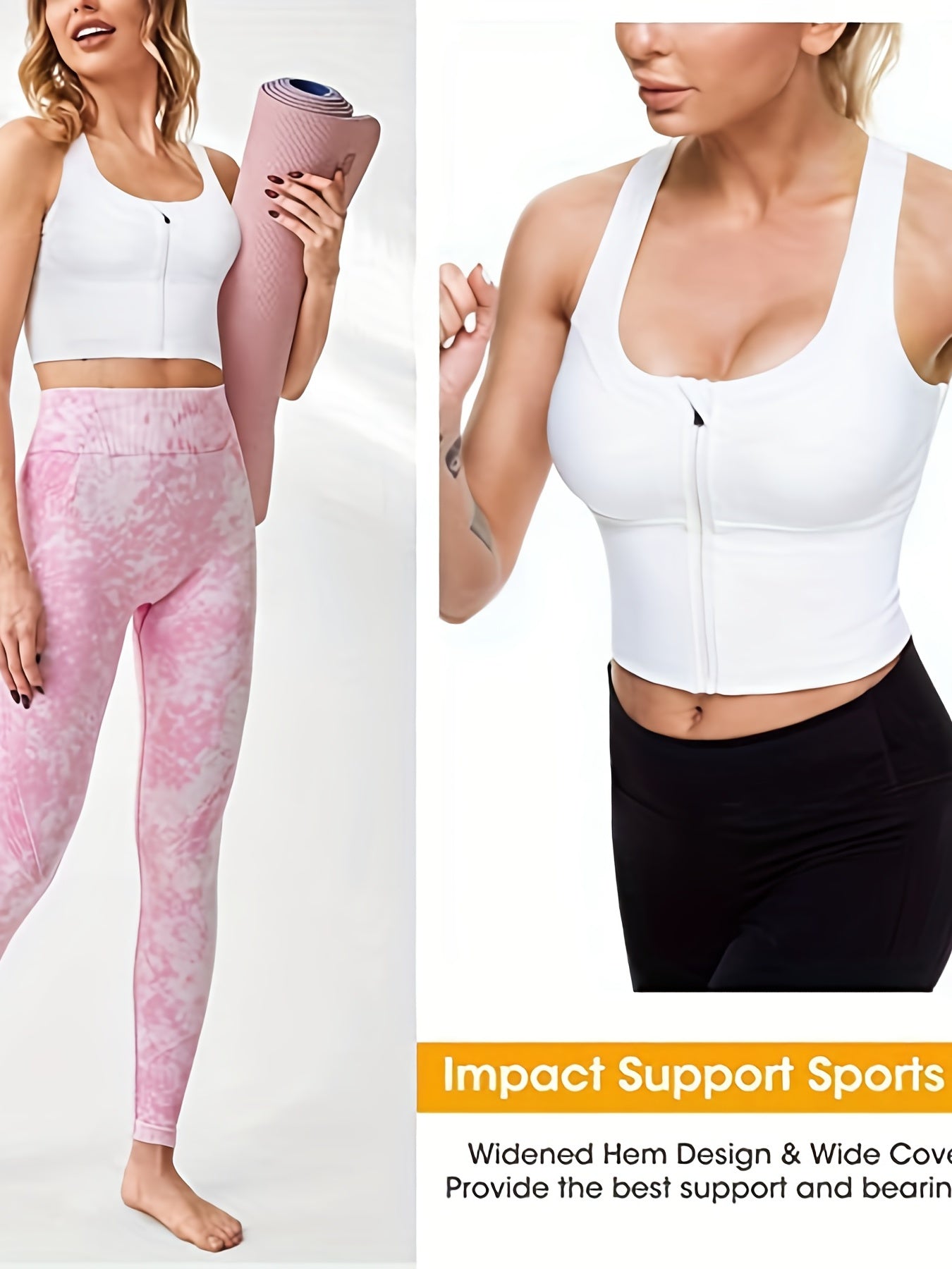 Zip Front Sports Bra Longline Fitness Crop Top Gym Yoga Workout Shirt