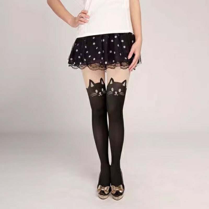 Cartoon Cat Over Knee Socks Women's Stockings