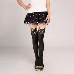 Cartoon Cat Over Knee Socks Women's Stockings