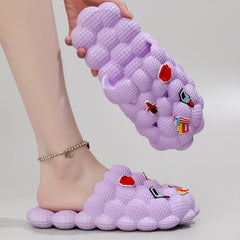 Girls' Cartoon Charm Lychee Slippers Non Slip Lightweight Indoor Shower Pool