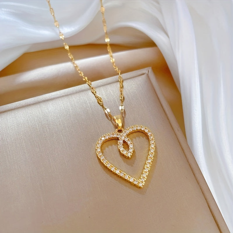Stainless Steel Heart Love Pendant Necklace for Women Girl