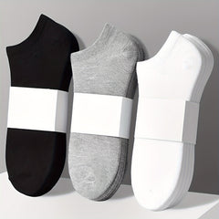 Men's Solid Liner Anklets Socks: Comfy Breathable Soft Sweat Absorbent