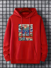 Tokyo Print Hoodies For Men Graphic Sweatshirt With Kangaroo Pocket