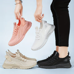 Women's Breathable Woven Sneakers Lace Up Outdoor Shoes Lightweight Mesh Sport