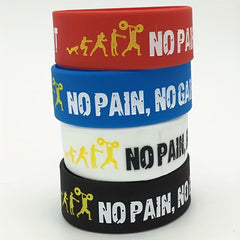 4 Pcs No Pains No Gains Inspirational Silicone Bracelet Wide Rubber Wristband