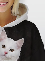 Yin yang Kitty Hooded Sweatshirt For Spring Sports
