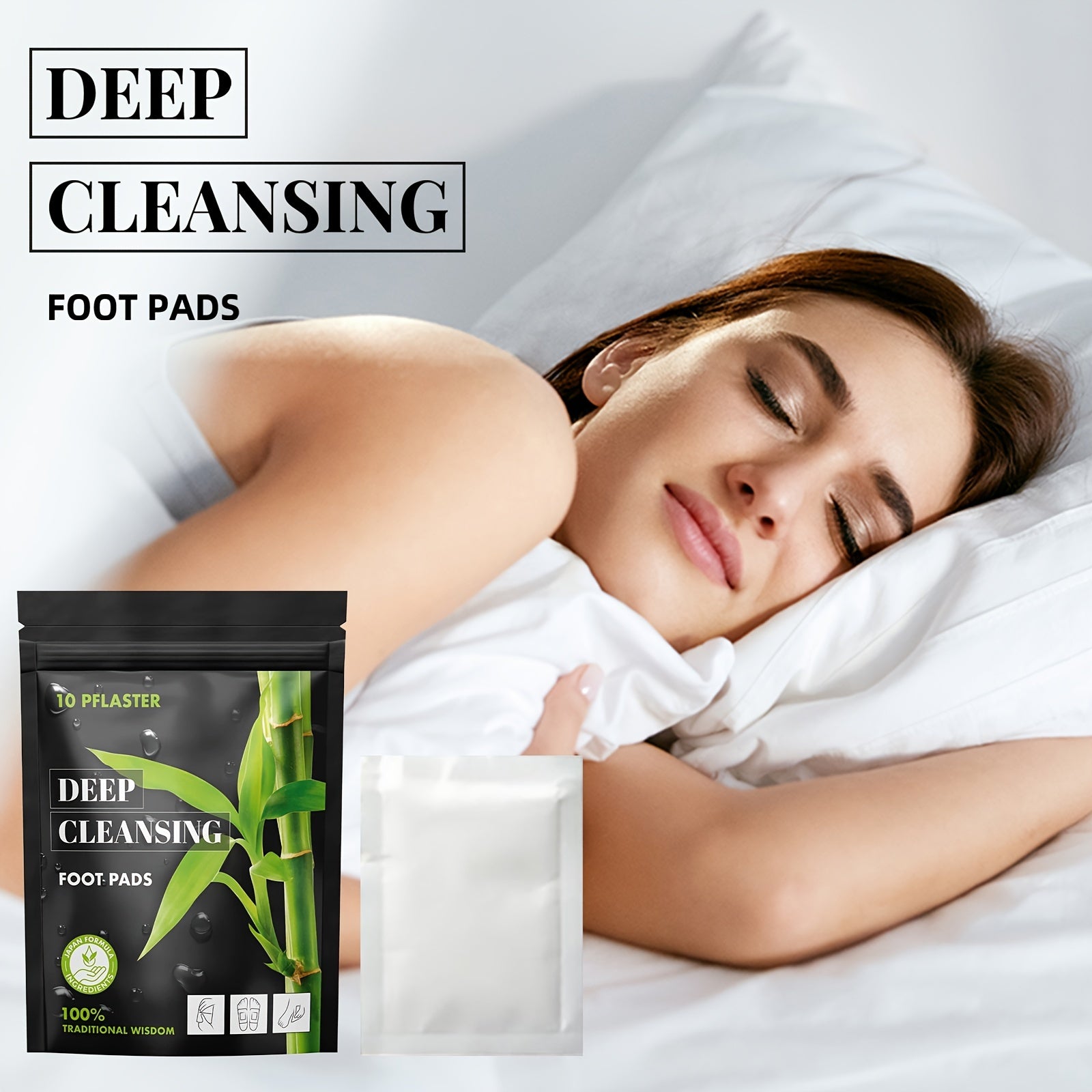 10pcs Bamboo Charcoal Deep Cleaning Foot Stickers