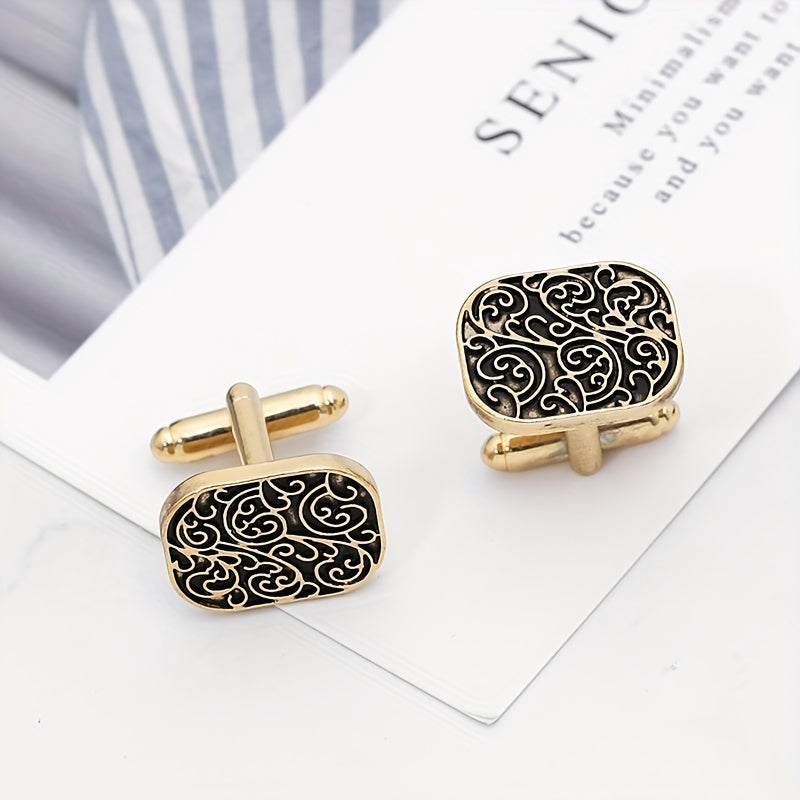 Creative Floral Striped Cufflinks for Men