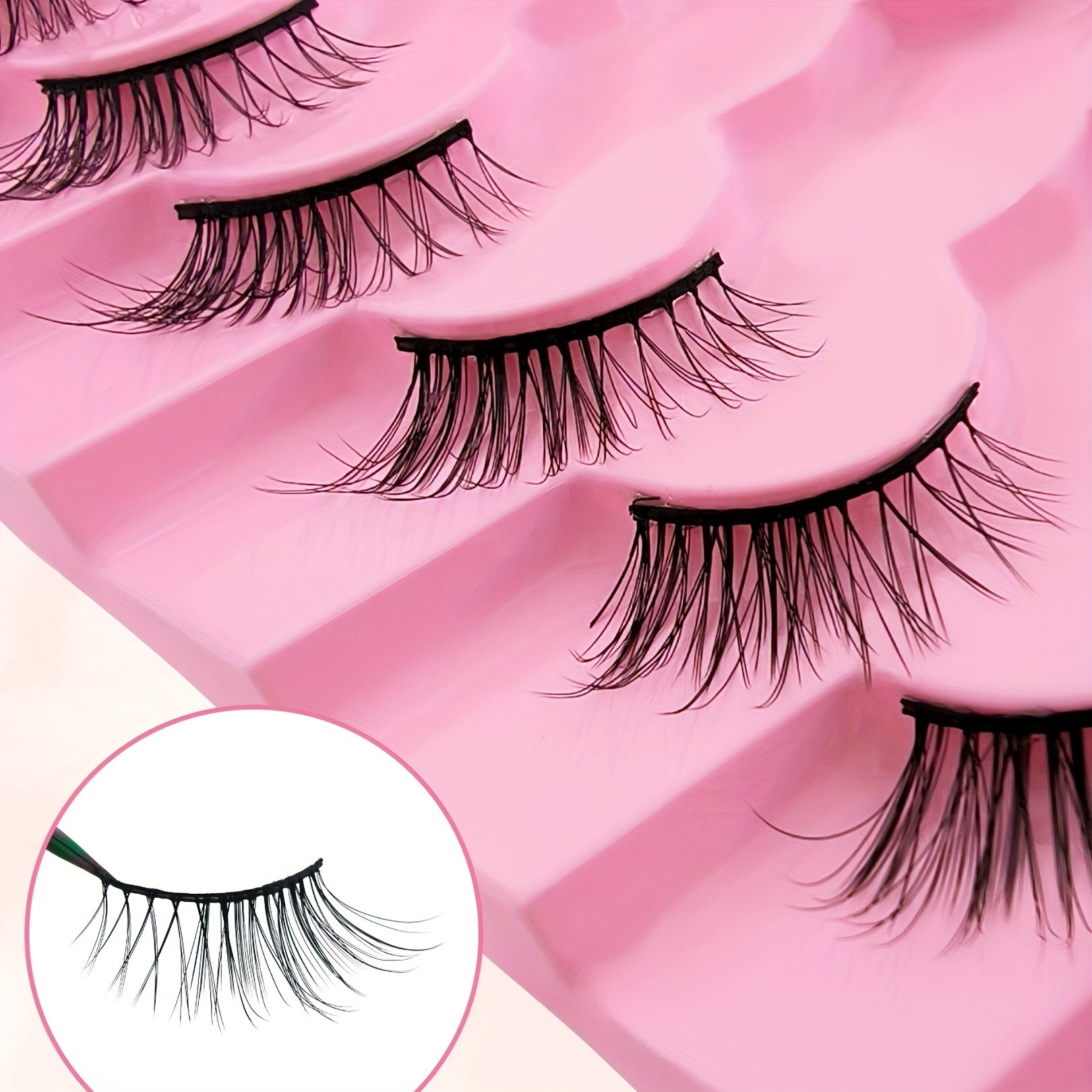 7 Pairs Natural Cross Curling Cat Eye False Eyelashes for Dramatic Look