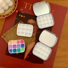 12 Grid Mini Watercolor Box Portable Travel Palette Sketch Paint Box