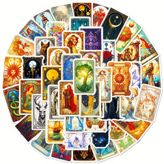 50pcs Dreamy Tarot Card Stickers Retro Style Graffiti Stick