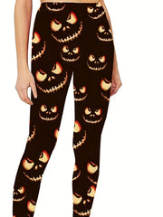 Gothic Skull Print High Stretch Leggings