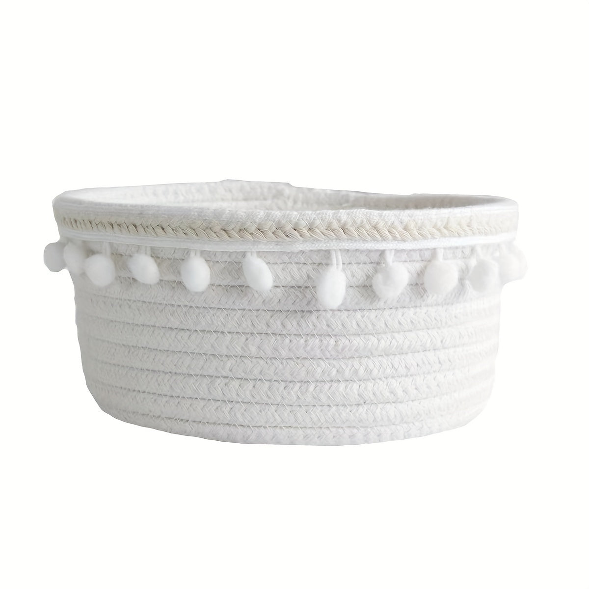 Cotton Rope Storage Basket Ethnic Tassel Storage Frame