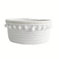 Cotton Rope Storage Basket Ethnic Tassel Storage Frame