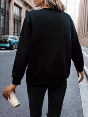 Solid Round Neck Sweatshirt Long Sleeve Loose Versatile Sweatshirt