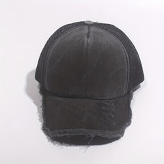 Perforated Baseball Cap Mesh Hat Curved Brim Snapback Cap