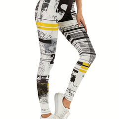Sexy Stripe Print Leggings High Waist Slim Leggings Women's Clothing