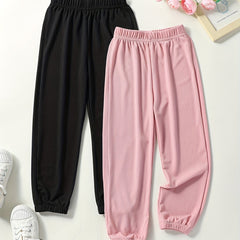 2pcs Toddler Girls Sweatpants Elastic Waist Casual Sport Joggers