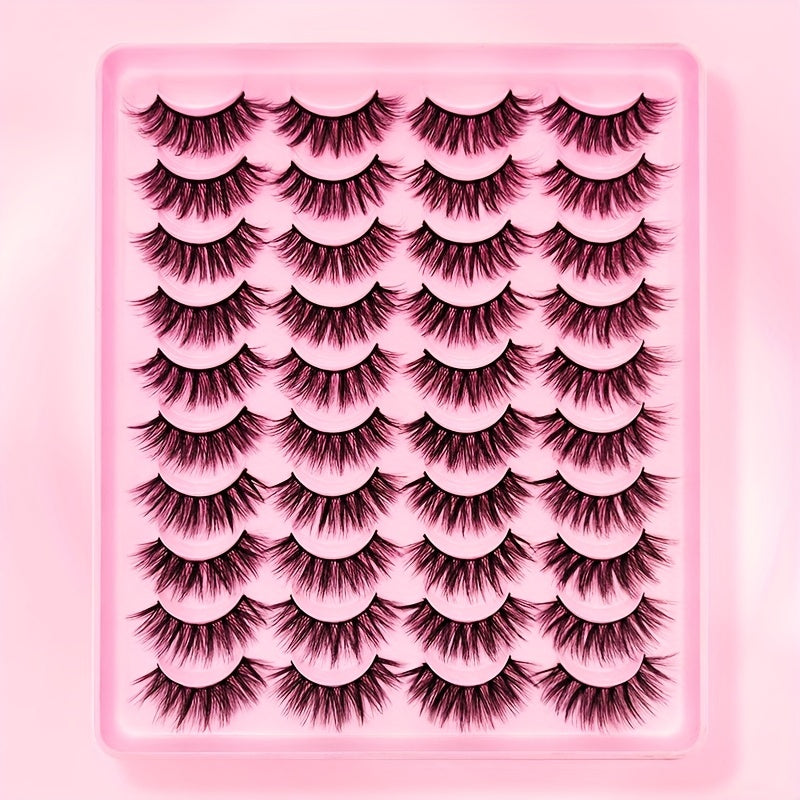 20 Pairs Faux Mink Lashes Fluffy Natural False Eyelashes Long 3D Cat Lashes
