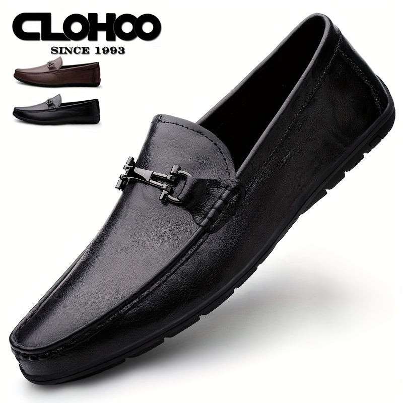 Men's Metallic Moccasin Loafers, Comfy Slip-On Shoes