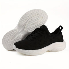Men's Knit Running Shoes Breathable Soft Sole Sneakers Lace Up Outdoor Jogging
