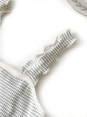 Grey Striped Matching Lingerie Set Soft Camisole Bra & Boyshort Panty