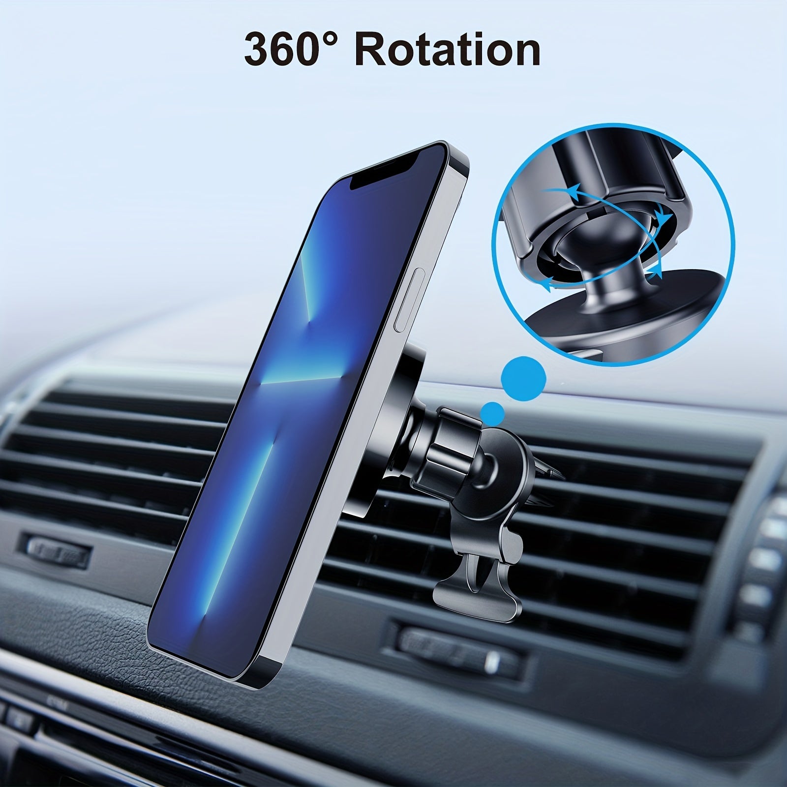 Magnetic Car Vent Phone Mount 14 Strong Magnets 360 Rotation Hands-Free Holder
