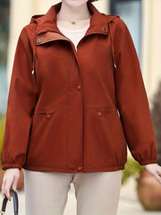 Drawstring Zip Up Hooded Jacket Spring & Fall