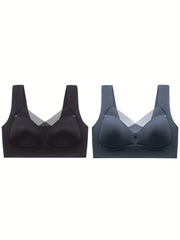 2pcs Mesh Wireless Push Up Intimates Bras Women's Lingerie