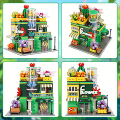Flower Store Building Blocks Set Garden House Building Blocks With Street View