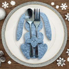 4PCS Easter Bunny Cutlery Bag Tableware Holders Knives Forks Pouch Decor