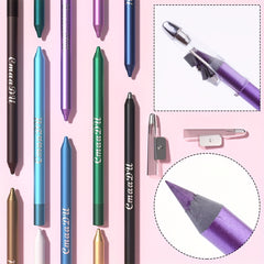12 Colorful Metallic Eyeliner Pens Long Lasting Waterproof Stick