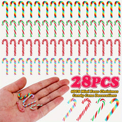 28pcs Rainbow Mini Faux Christmas Candy Cane Decorations DIY Crafts Sticker