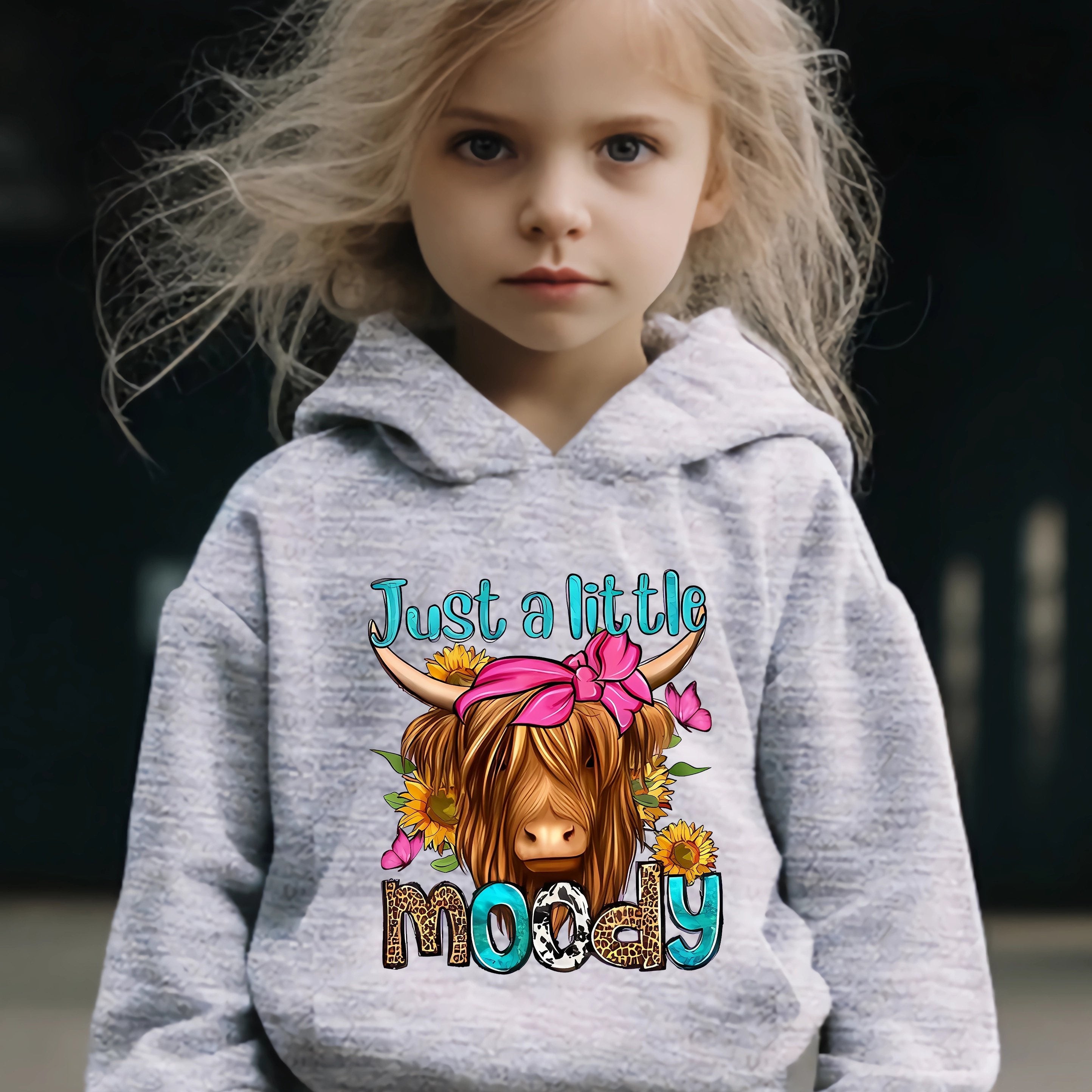 Moody Pattern Long Sleeve Hooded Sweatshirt Girls Comfy Hoodies