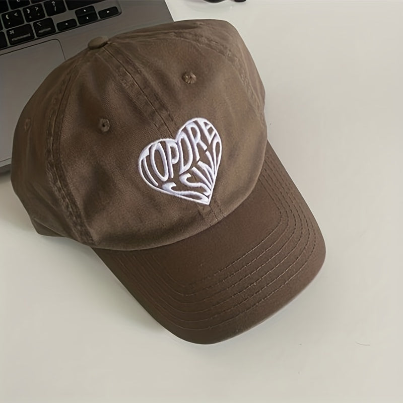 Unisex Sunshade Adjustable Baseball Cap Embroidered Love Heart