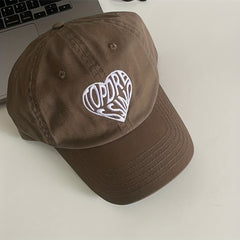 Unisex Sunshade Adjustable Baseball Cap Embroidered Love Heart