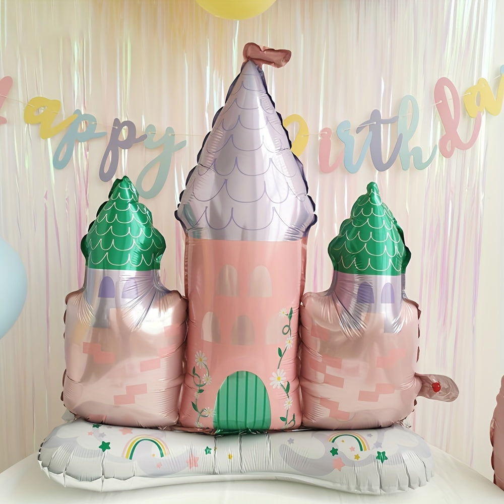 Pink Castle Aluminum Balloon Pedestal Girl's Princess Dream Gift