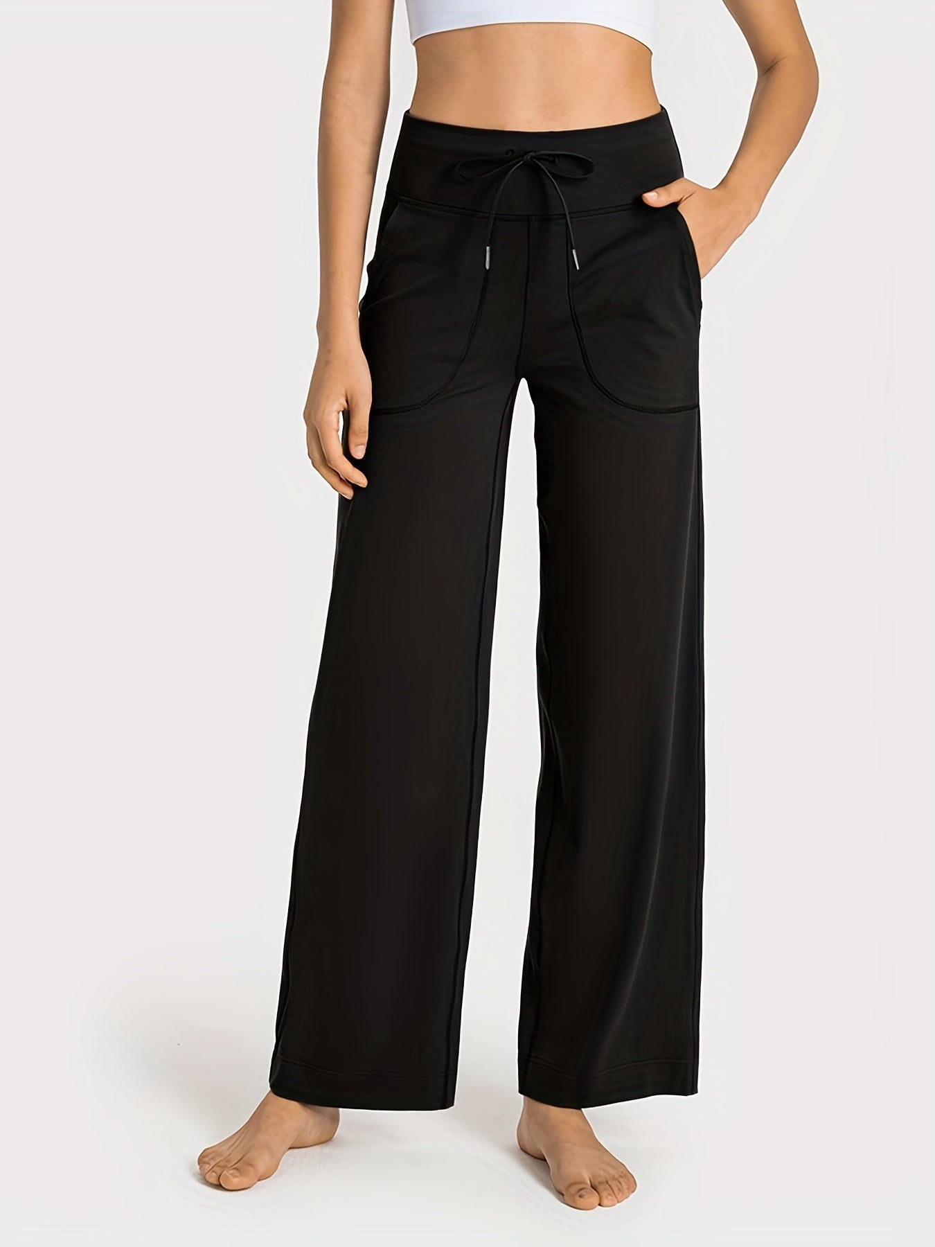 Wide Leg Causa Sports Pants Elastic Waist Casual Fitness Pants