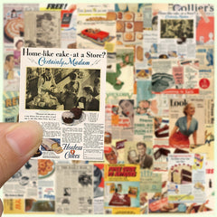 Retro Magazine Newspapers Stickers - DIY Decoration Waterproof Stickers