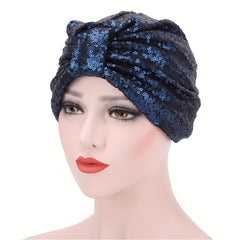 Sequin Sparkly Turban Cap Elastic Head Wrap Chemo Hat