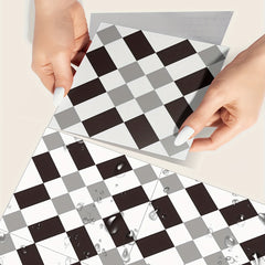 9pcs Gray Geometric Floor Tile Sticker Waterproof Vinyl Matte Floor Sticker