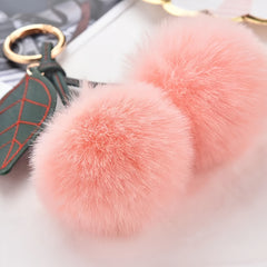 Fluffy Cherry Keychain for Car or Handbag