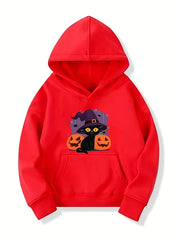 Kitty Witch Pattern Hoodie for Girls Halloween Party