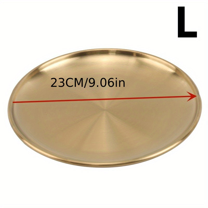 Stainless Steel Golden Dinner Plate Tray for Snacks, Cakes, Decor