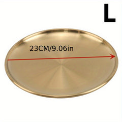 Stainless Steel Golden Dinner Plate Tray for Snacks, Cakes, Decor